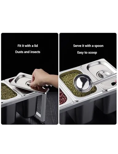 Dispensador de condimentos de acero inoxidable para almacenamiento de salsas y especias en la cocina