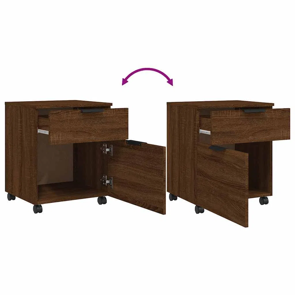vidaXL Archivador Ruedas Escritorio Oficina Mueble Armario Móvil Almacenamiento Documentos Cajones Casa Madera Contrachapada Color Roble