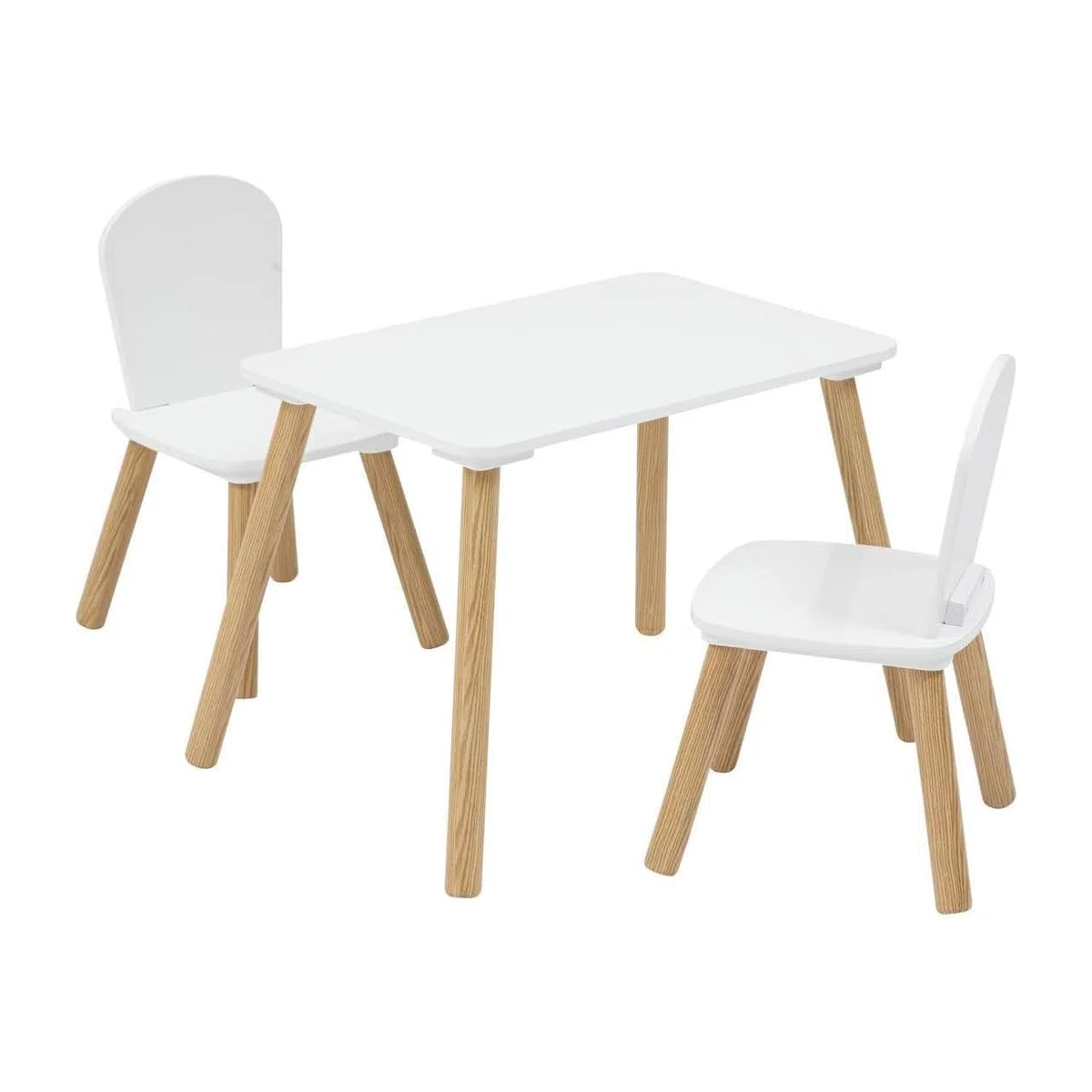 Acomoda Textil - Set Infantil de Mesa y 2 Sillas para Niños, Conjunto de Muebles para Dormitorio, Sala de Juegos o Guardería, Ideal para Dibujar, Leer, Estudiar, Jugar y Manualidades. (Blanco)