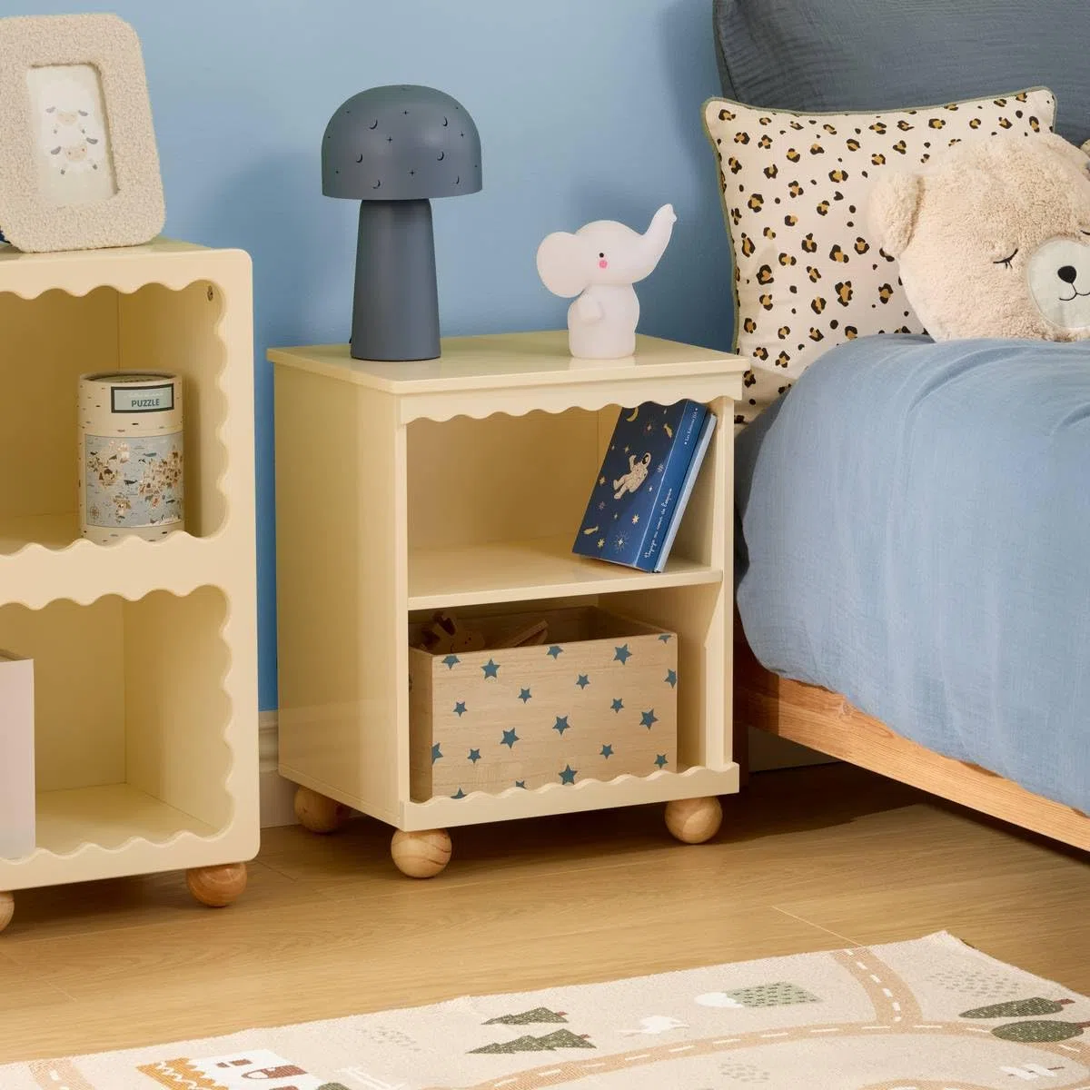 Atmosphera - Mesilla de Noche Infantil bouli 2 Niveles Beige 40x30x50,5 cm