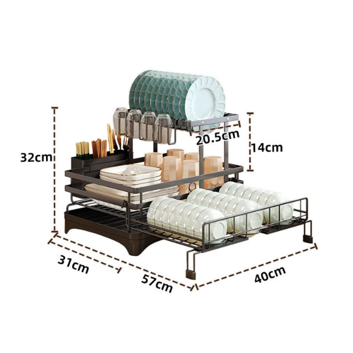 de gran capacidad con soporte para utensilios para fregadero y | Escurridor de cocina, accesorio para platos, cuencos, cubiertos, cuchara, tenedor, hogar