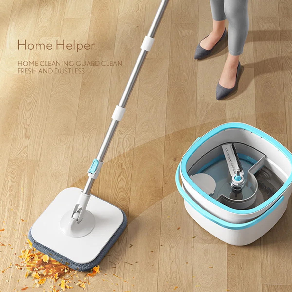 Fregona Con Cubo Utensilios De Limpieza Del Hogar Para Suelos | Juego De Fregona Cubo Y Escurridor Para Hogar Dormitorio Salón Comedor Baño Estudio Y Suelos De Madera Dura