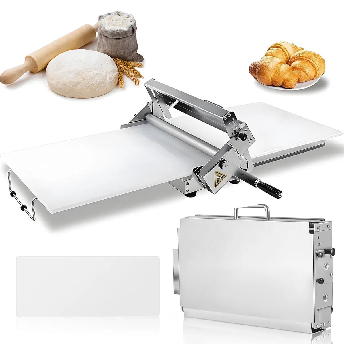 Máquina laminadora de Masa Manual, Prensa laminadora de Masa Plegable de Acero Inoxidable, Rodillo para Masa de Croissants, Pasteles daneses, Pizzas, Equipo de panadería Profesional.