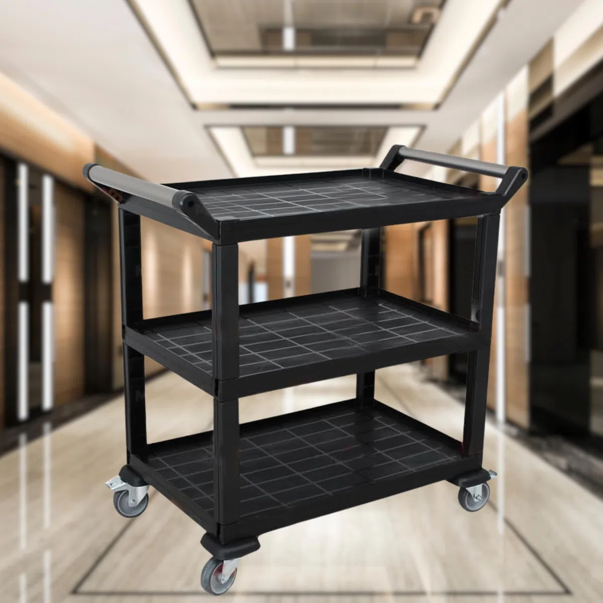Carro De Servicio De 3 Niveles - Carrito Auxiliar Con Ruedas Para Cocina, Hostelería Y Hogar - Capacidad De Carga De 70 Kg Por Estante, Fácil Limpieza, Montaje Rápido, Material Resistente De Polipropi