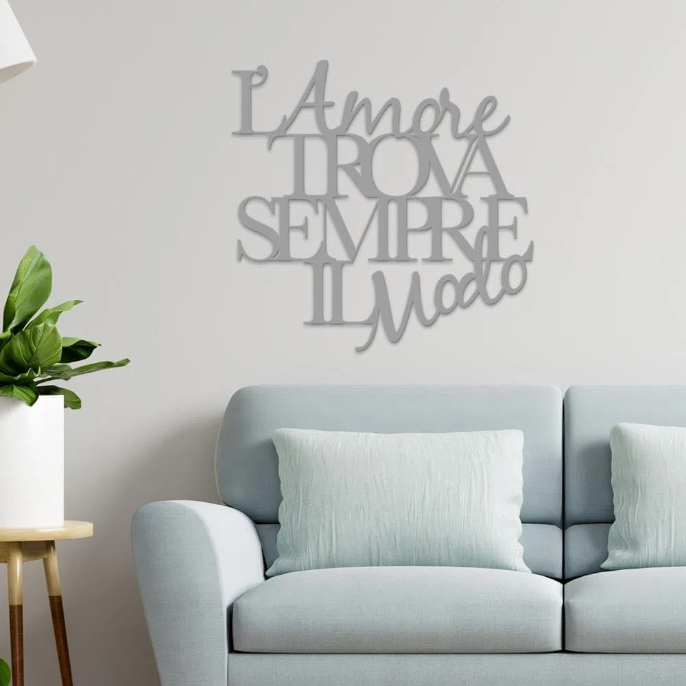 Declea Letras de madera para colgar, «L'Amore trova sempre il modo», decoración mural de madera de amor para la casa, el salón, el dormitorio – Diseño