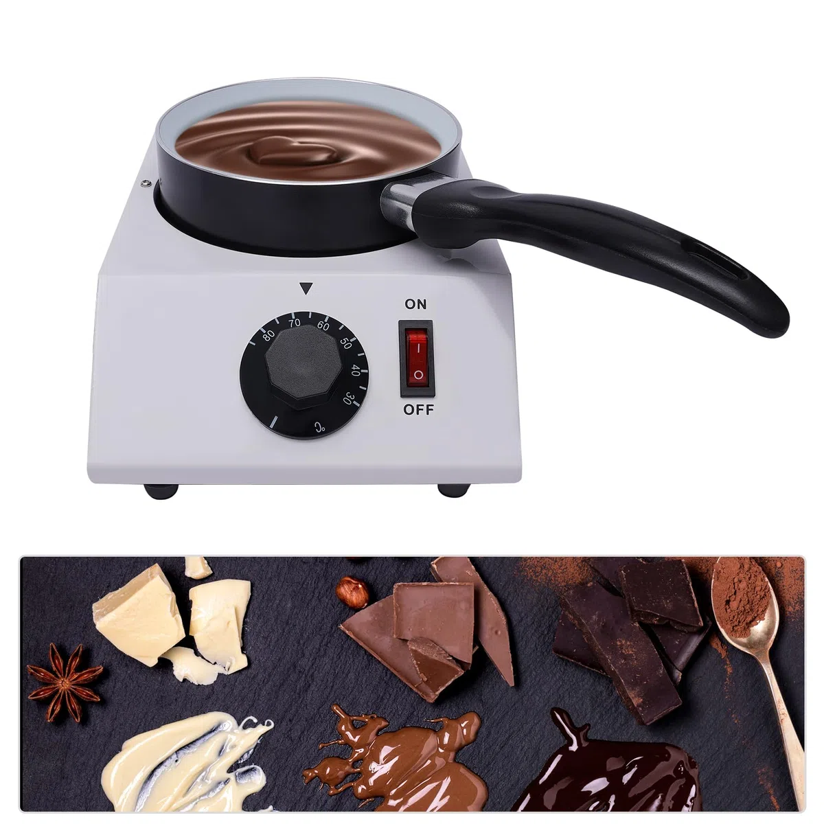 Derretidor de chocolate eléctrico YUNRUX Chocolate Melzmaschine Melzgerät Candy Melztiegel Chocolate Küchenwerkzeug Caliente Chocolate Máquina Profesional Melttopf Temperiergerät