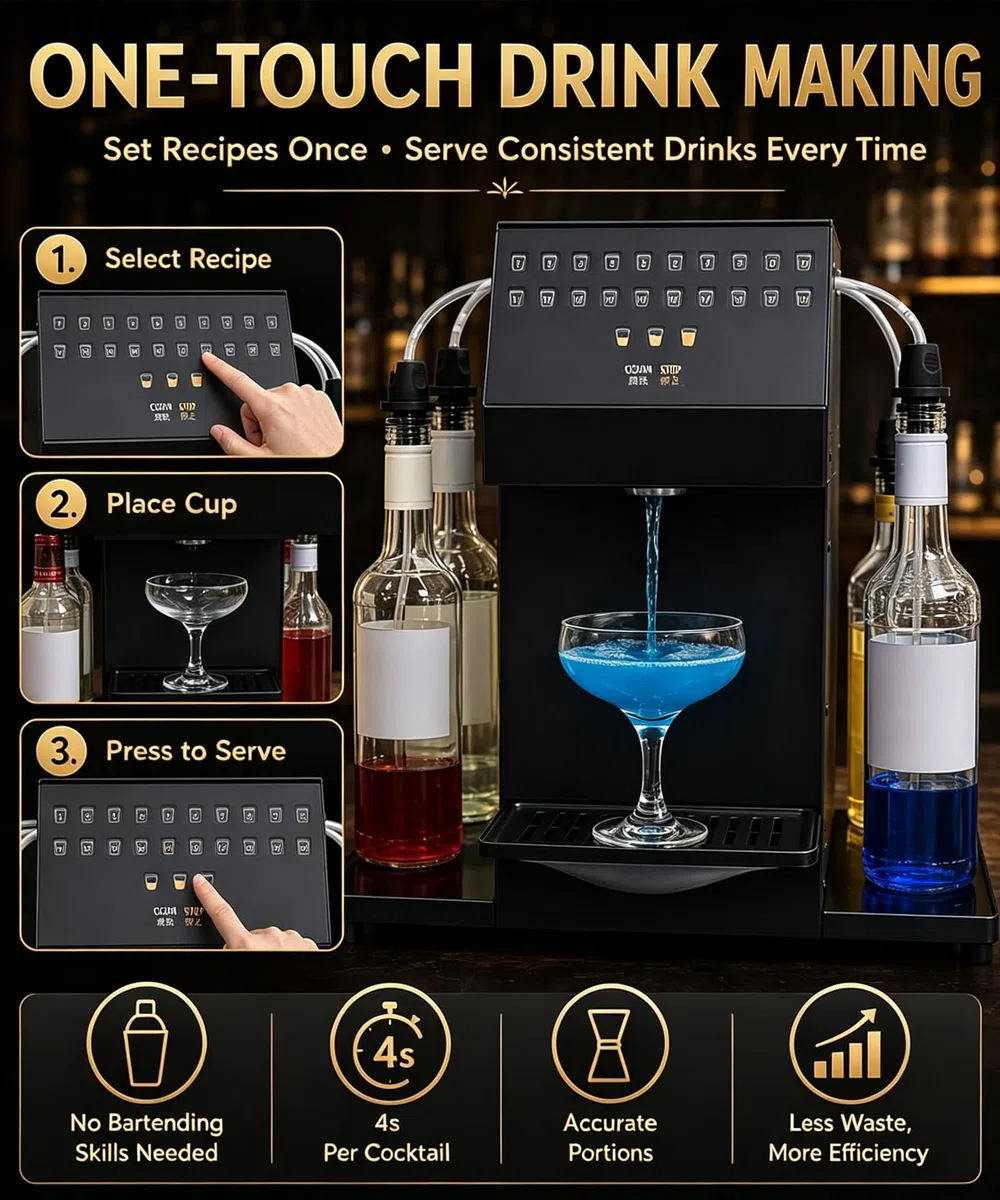 Máquina automática para Preparar cócteles, Mezclador de Bebidas Comercial, para Bebidas de Calidad Profesional sin Necesidad de Habilidades Especiales, para hoteles y Estaciones de Buffet.