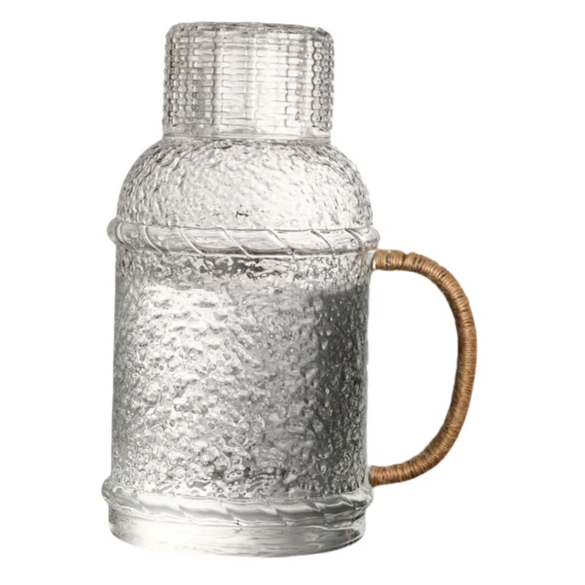 iplusmile Jarra de Agua de Vidrio de 2l Tapa Resistente al Calor, Diseño Antideslizante y Vertido Cómodo para Uso en Casa y Fiestas