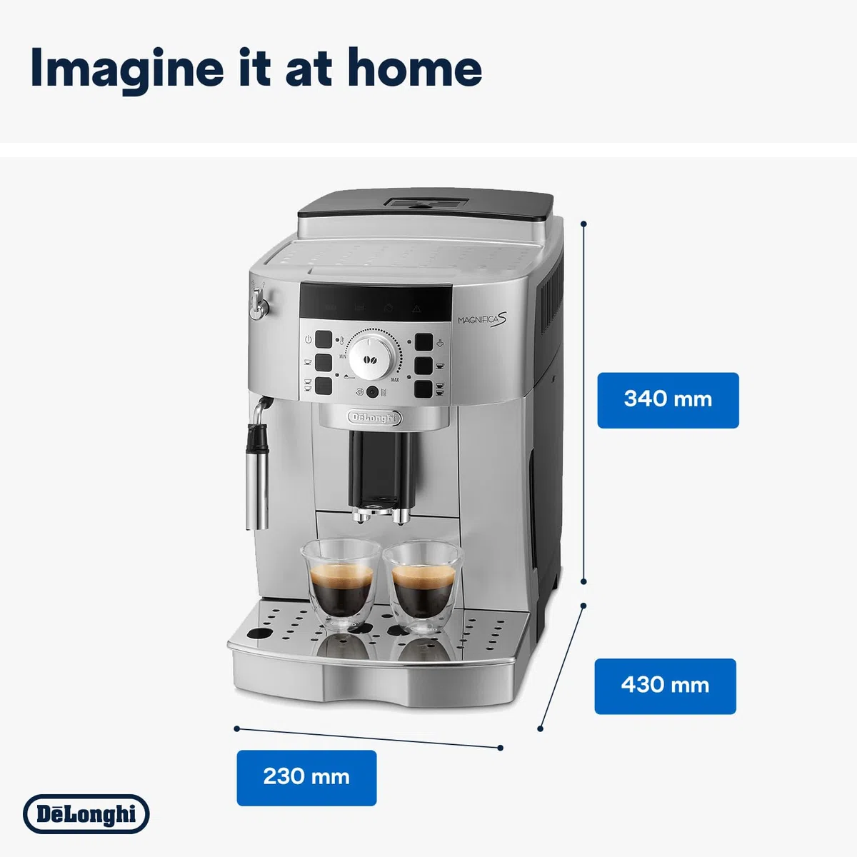 De'Longhi Perfetto Magnifica S Ecam 22.110.SB - Cafetera superautomática, 15 bares de presión, 13 programas ajustables, limpieza automática, sistema cappuccino, 1.8L, color Plata