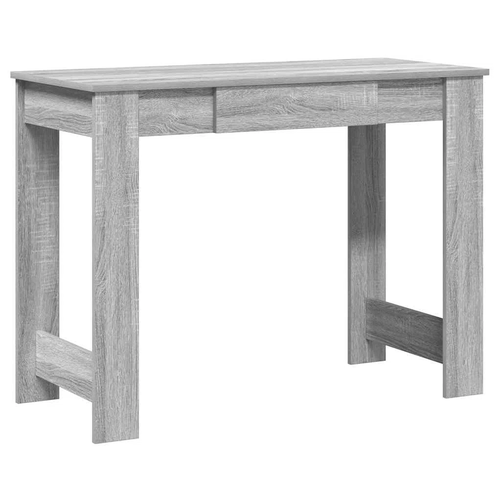Escritorio gris Sonoma 100 x 45 x 75 cm de madera resistente, mesa de ordenador versátil para oficina, dormitorio y oficina en casa, mesa de trabajo fácil de limpiar con amplio espacio de