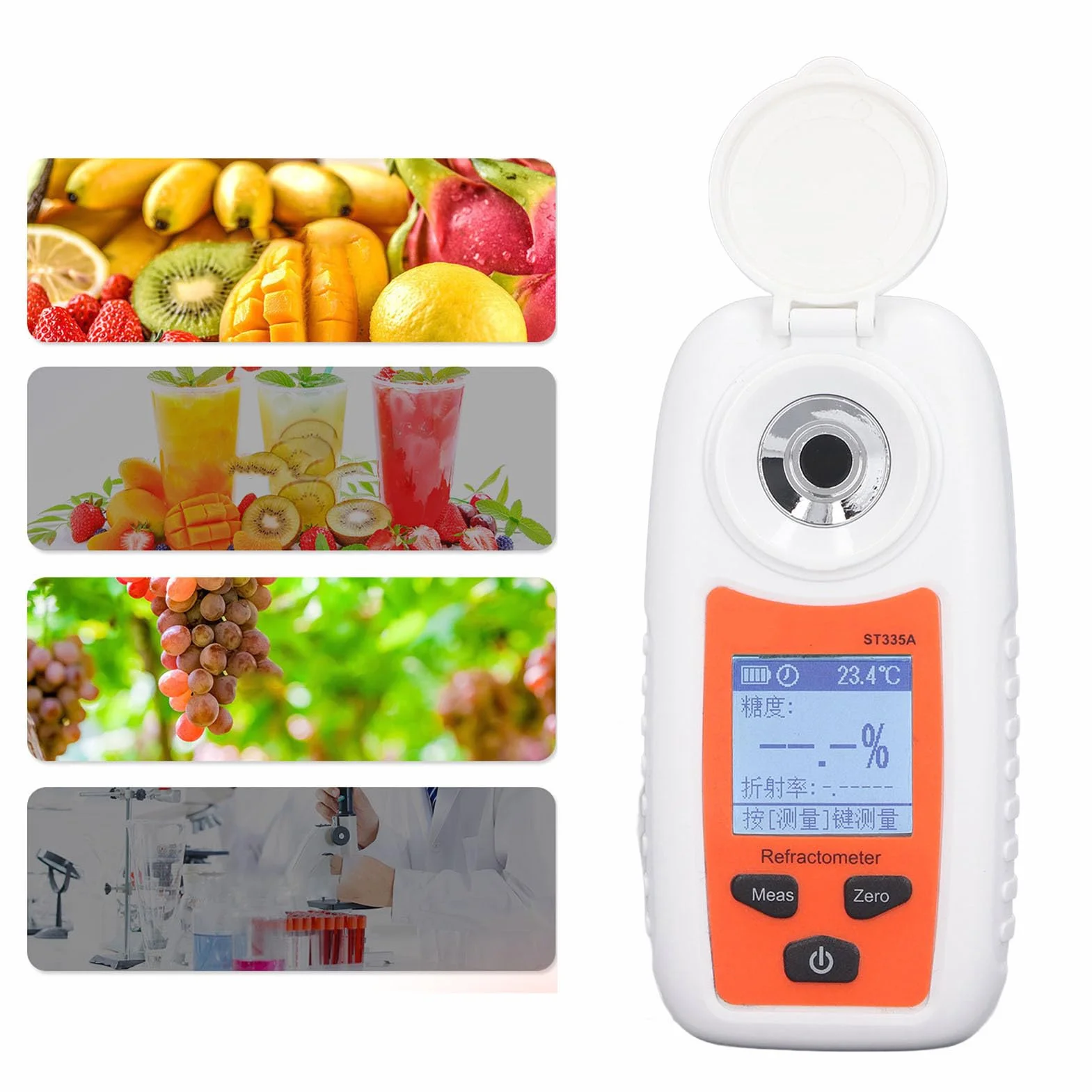 Fafeicy Medidor de Azúcar de Mano ST355A 0-55% de Rango Brix con Pantalla LCD, Compensación Automática de Temperatura para Pruebas de Dulzura de Jugo de Fruta en Mercados de Granjas