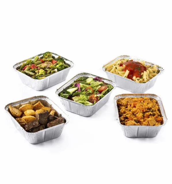100 Bandejas de Aluminio Desechable, 28,3x18,6cm, 1250ml, Repostería, Comida, Apto para Horno, Microondas, Resistentes, Barbacoa, Parrilla, Picnic