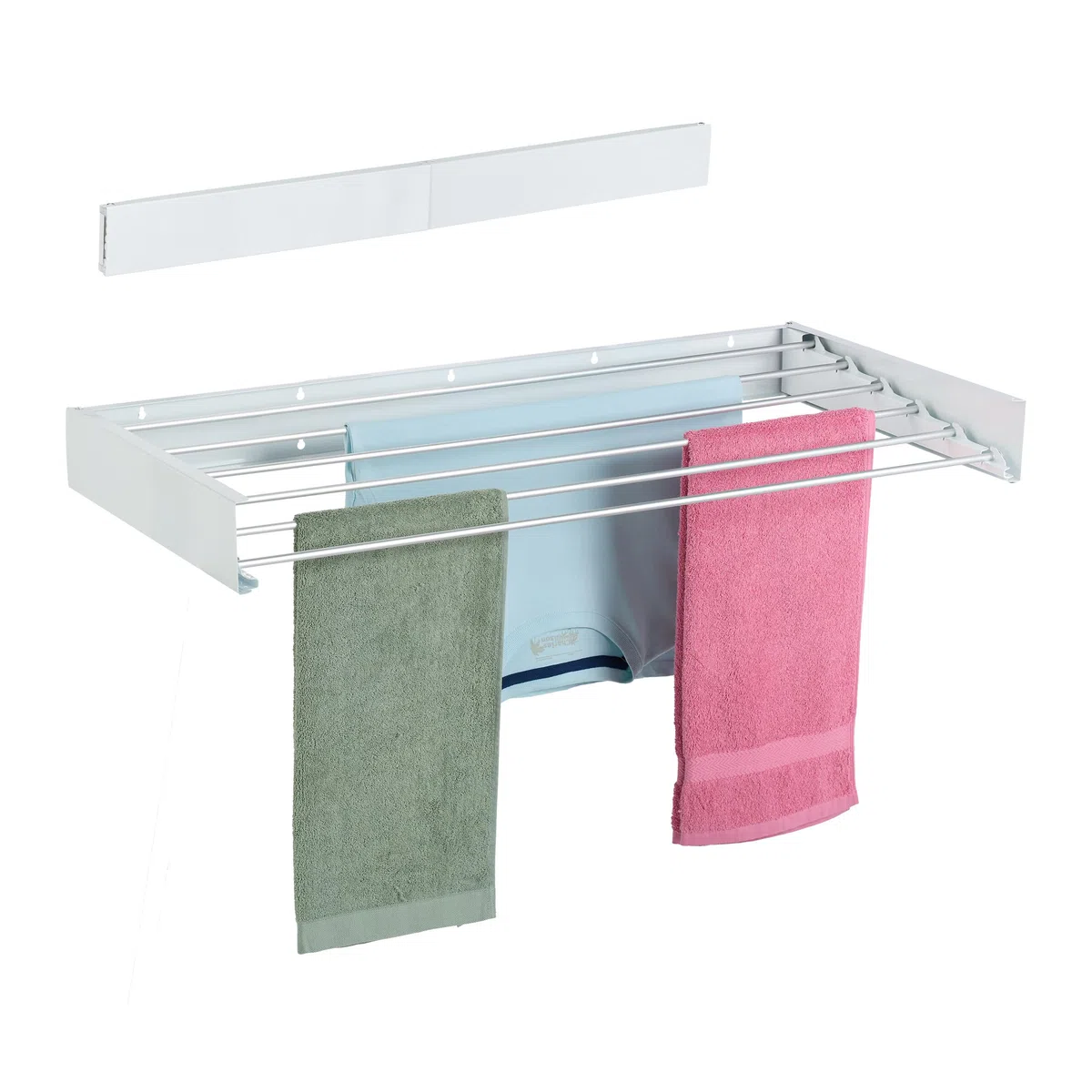 Relaxdays Tendedero de Pared, Plegable, 15x100x50cm, Interior, y Exterior Tenderete Ahorra Espacio, Secador Ropa, Blanco
