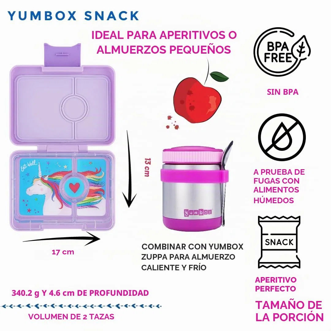 Yumbox Caja de aperitivos a prueba de fugas, sin BPA, 3 compartimentos para niños y adultos, portátil, ligero y fácil de limpiar, ideal para frutas, verduras, galletas