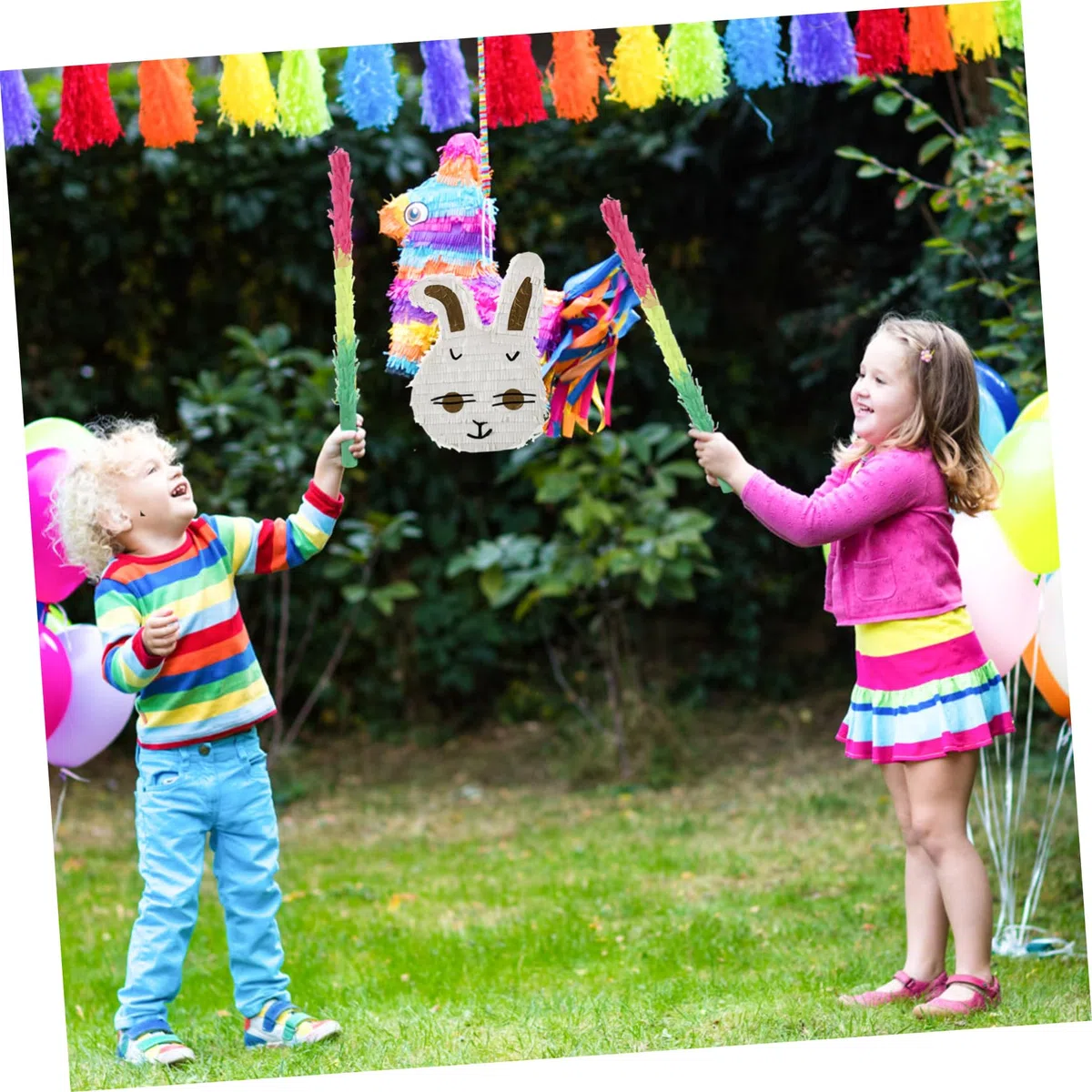 Cabilock 1 Juego Piñata Favores De La Fiesta De Pascua Decoración De Pascua Cinco Decoraciones Para Fiestas Temáticas De Conejitos Confeti Redondo Papel Niño Conejo Suministros De Juego
