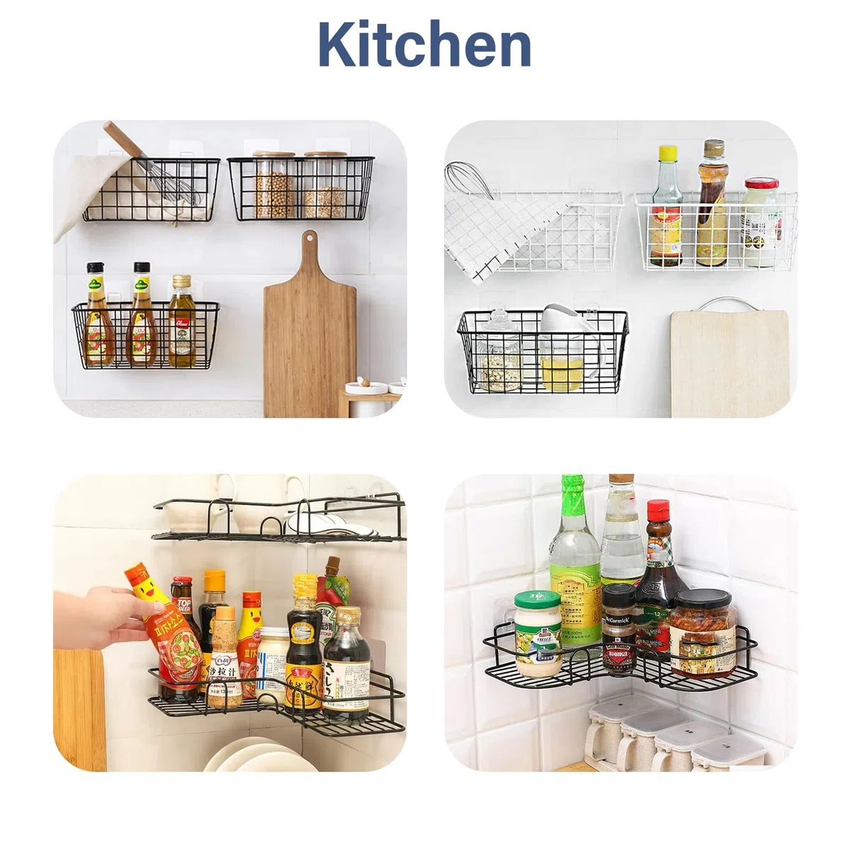 Paquete de 8 ganchos adhesivos de repuesto para ducha, ganchos adhesivos fuertes para baño, ducha, estante de esquina, cesta de jabón, ganchos para colgar, sin perforación, accesorios de cocina