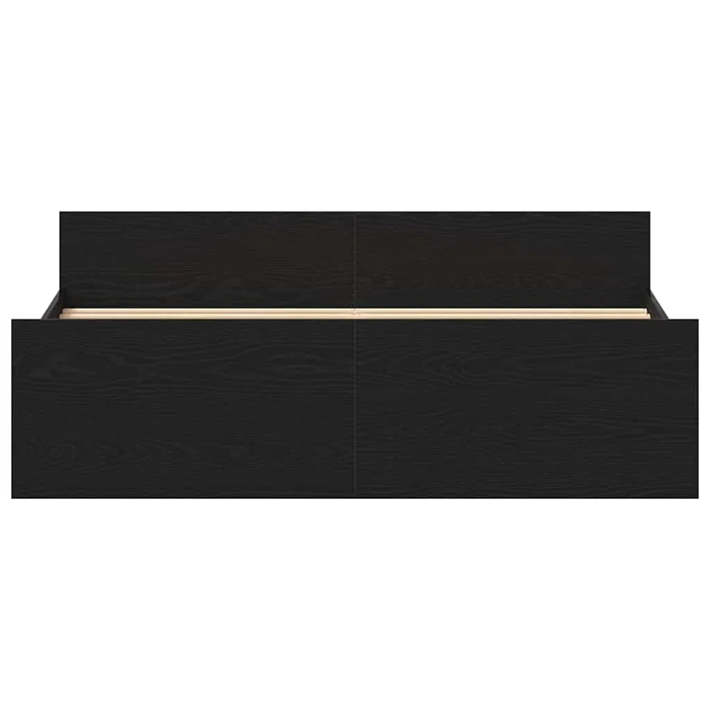 Estructura de Cama sin colchón 150x200 cm Roble Negro con cabecero y Estribo, Soporte para colchón, Base de Madera de ingeniería, Ideal para dormitorios Juveniles y Adultos