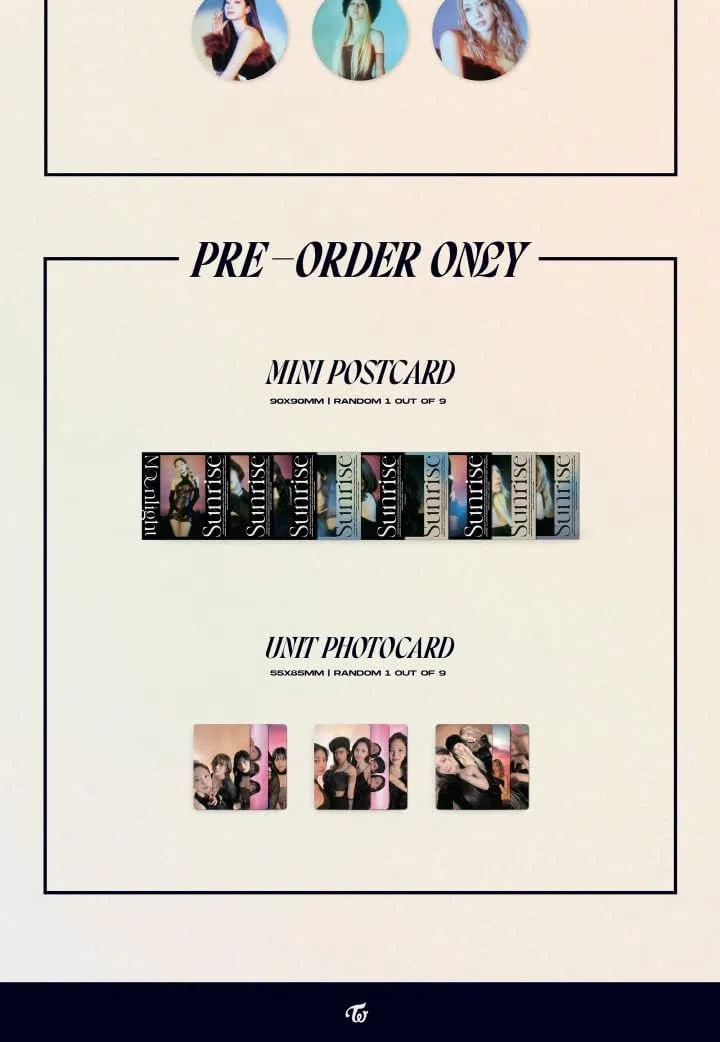 TWICE READY TO BE 12º Mini Álbum, versión Digipack, CD+POB+Cartel desplegable en el paquete+Libro de fotos+Tarjeta fotográfica+Adhesivo+Seguimiento sellado (Conjunto de 9 versiones)