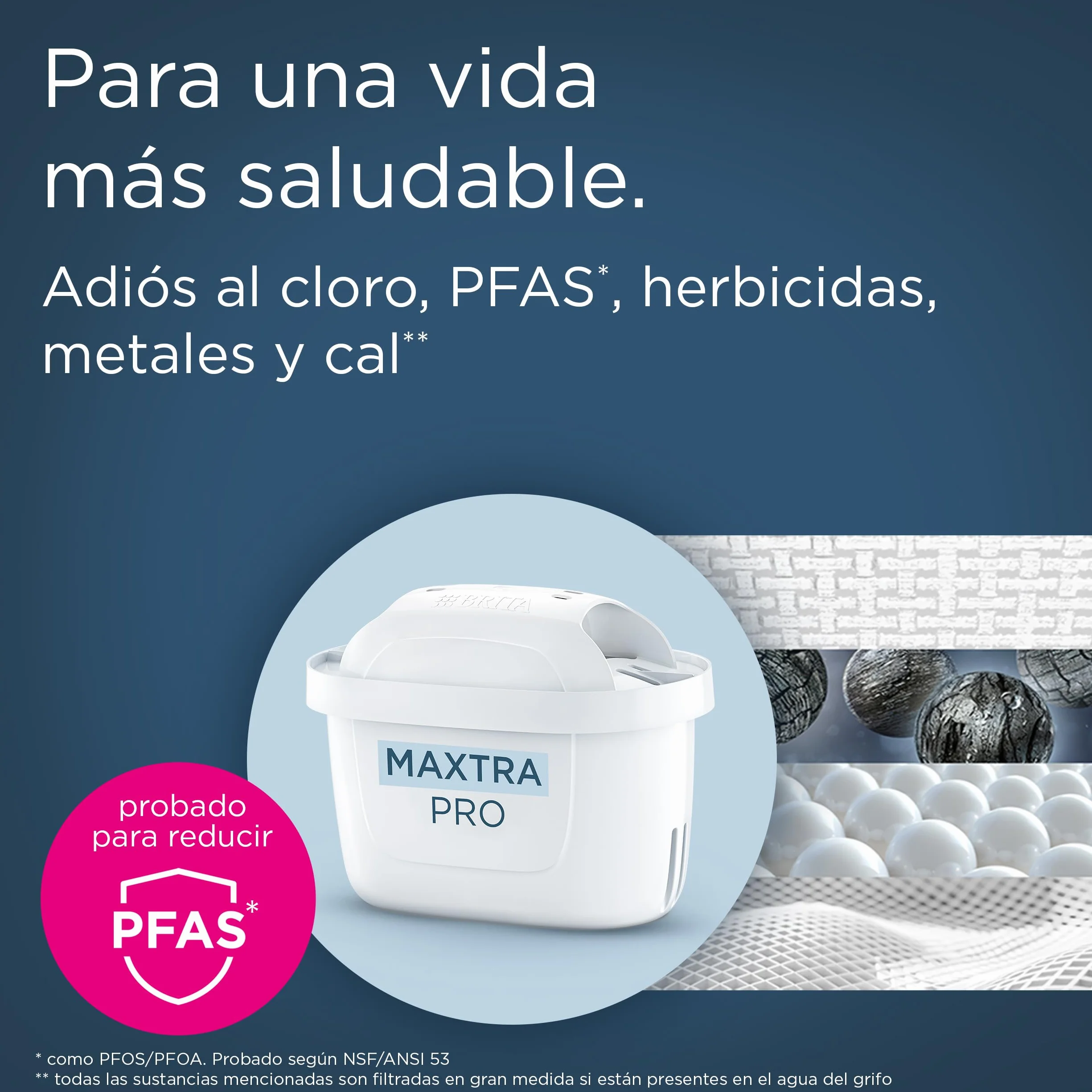 BRITA Jarra de cristal azul (2,5L) incl. 1x filtro MAXTRA PRO Pure Performance Diseño premium con tapa abatible de fácil llenado e indicador, que reduce la cal, el cloro y las impurezas