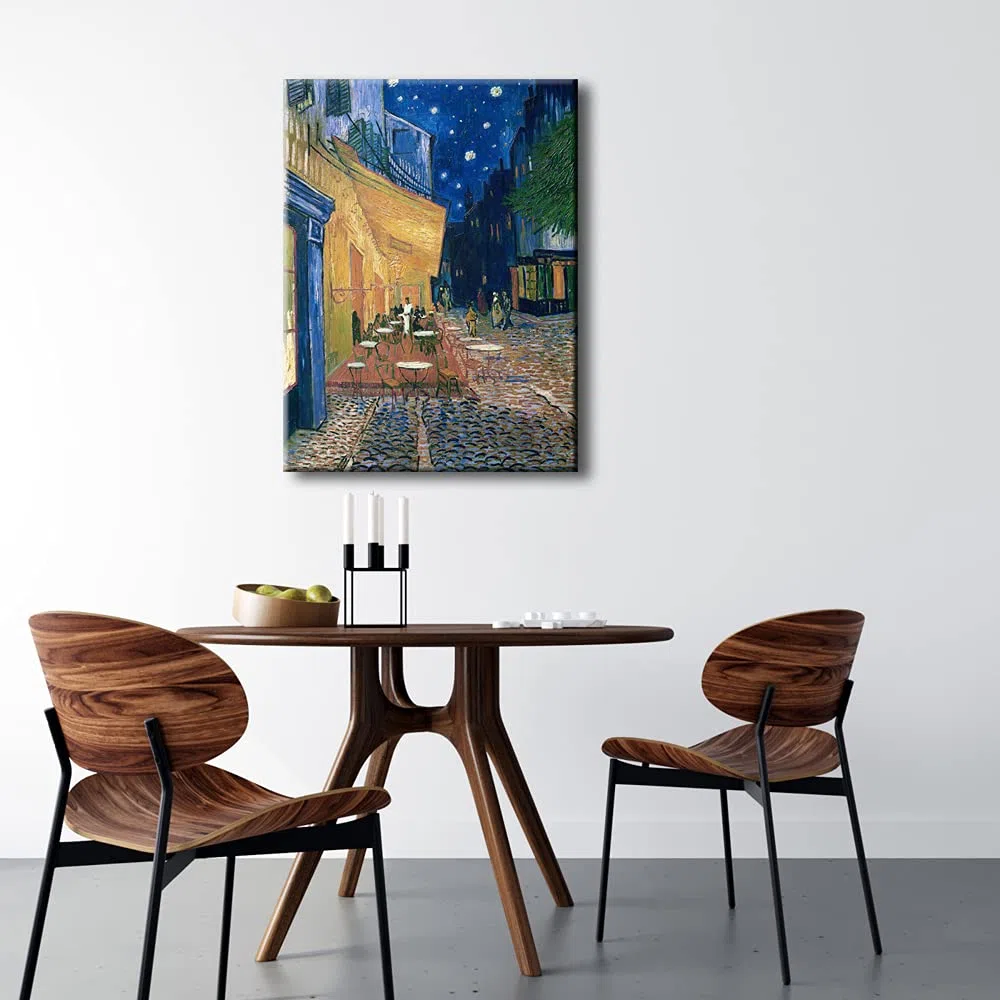 Wieco Art Van Gogh Cafe Terrace at Night - Reproducción de pinturas al óleo clásicas de Van Gogh, impresiones en lienzo envueltas en galería, arte de pared para comedor, hogar, oficina