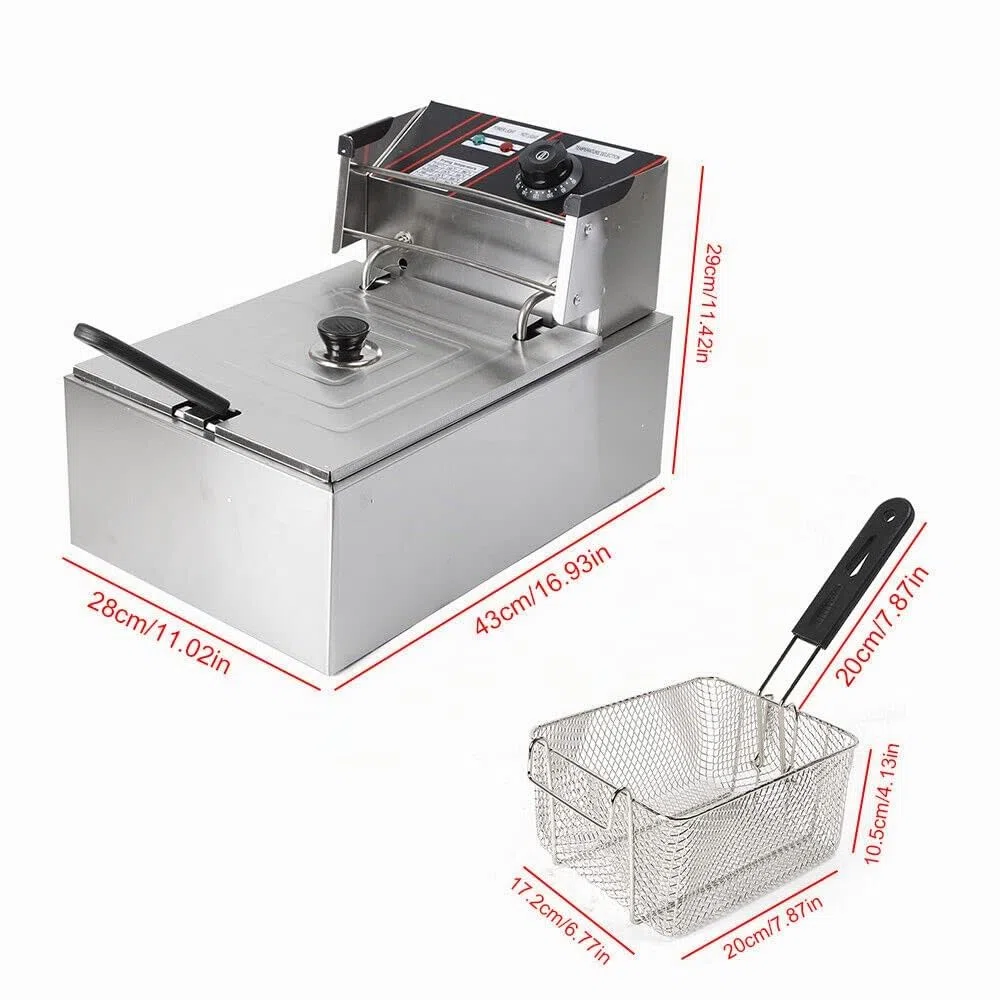 5.5 Litros Freidora Eléctrica Freidora Termostato Inox Deep Fry,Freidora eléctrica,Freidora Con Cesta