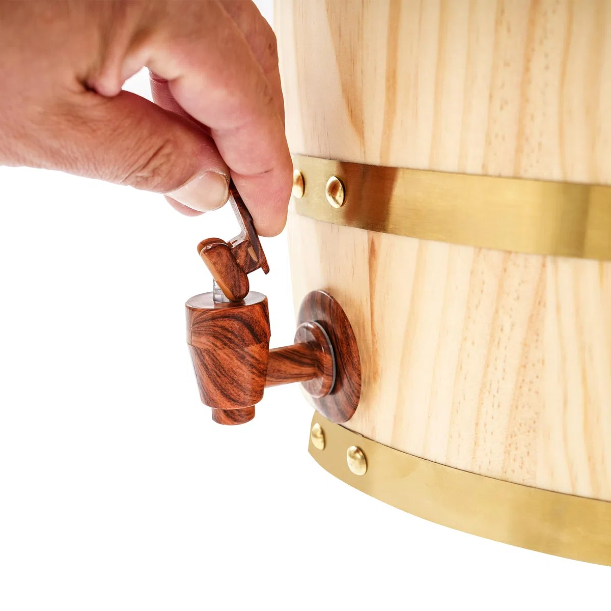 Barril de madera de pino de 10 litros con grifo – barril de vino para whisky, vino y licores, diseño de pie sin soporte, ideal para bar, restauración y almacenamiento