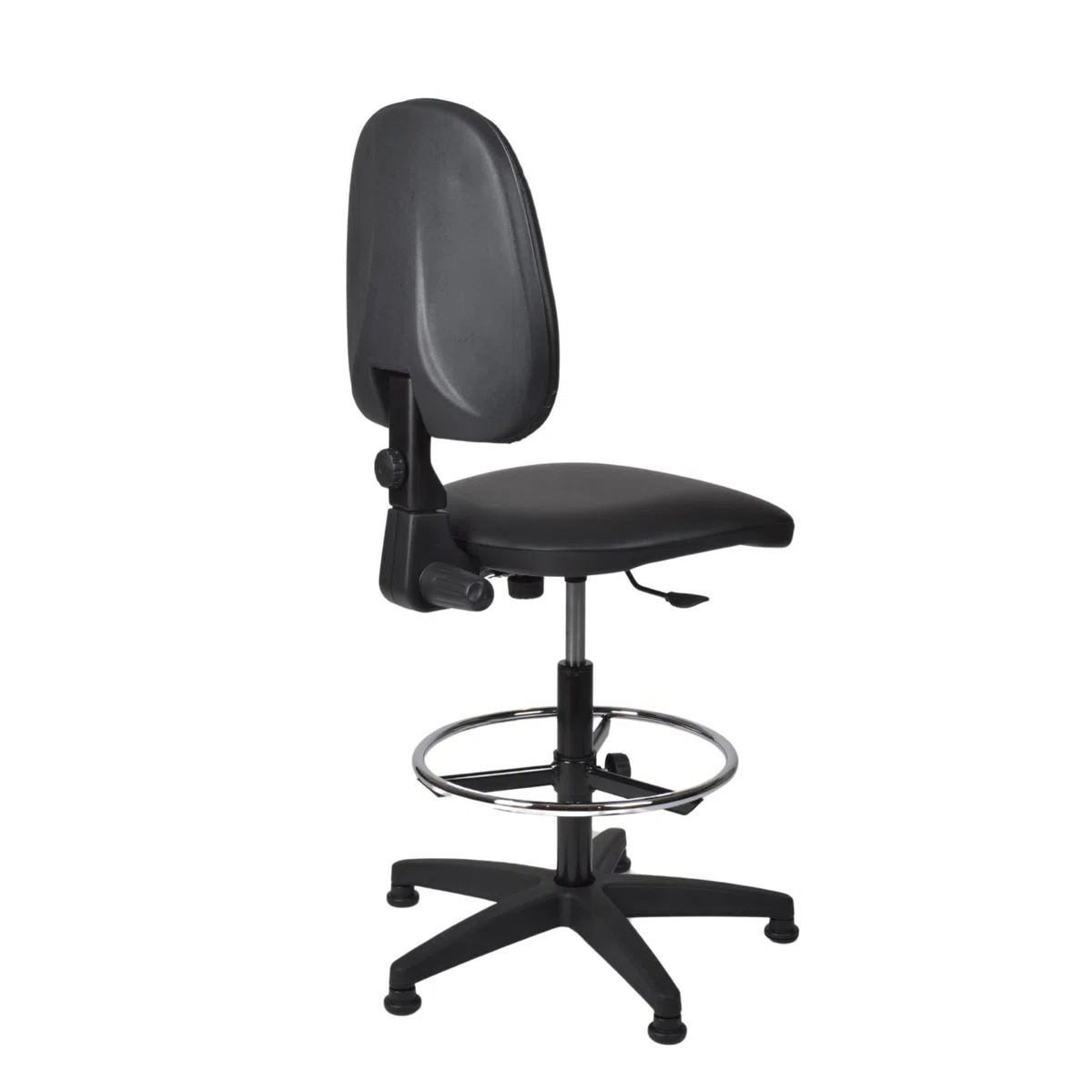 Topsit Büro & More IND211 - Silla de trabajo giratoria, acolchada y tapizada en piel sintética, altura regulable y fácil de limpiar, anillo de pie cromado, base y patas estables