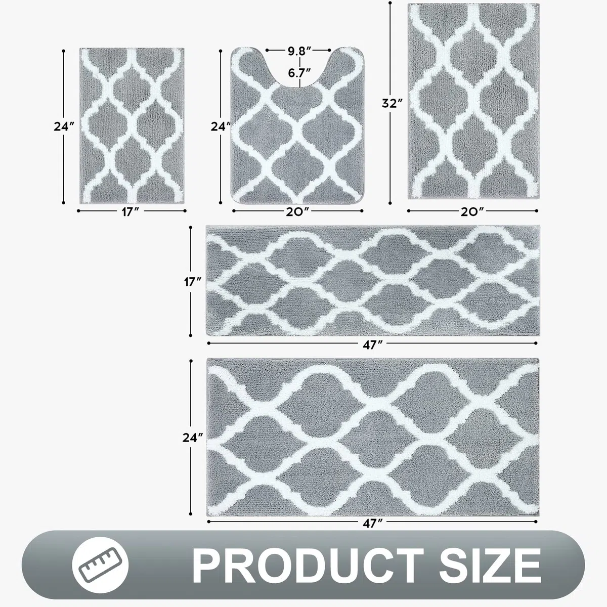 Olanly Alfombra de baño de lujo, alfombra de baño de microfibra suave y absorbente, alfombra de baño antideslizante, lavable a máquina, para secar en el suelo, bañera y ducha, 24 x 60 pulgadas, gris