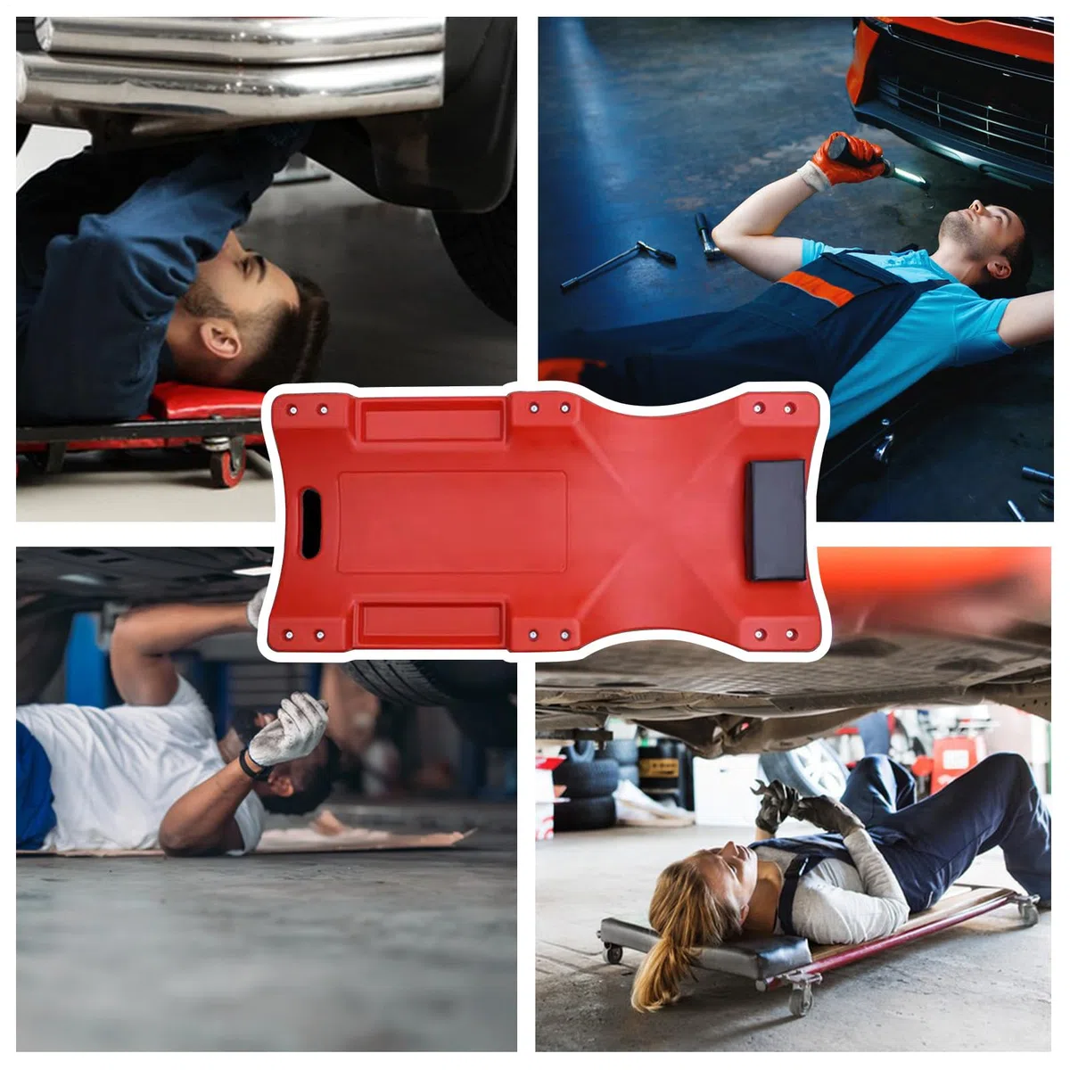 Carro Mecánico Deslizante Bajo Vehículo - Silla de Taller con Ruedas - Plataforma Antideslizante con Ruedas 91 cm para Cambio de Aceite Rotación de Neumáticos y Reparación de Chasis