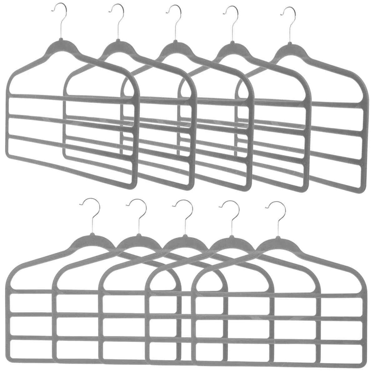 SOLUSTRE Perchas Ahorro Plástico Piezas Multicapa 10 para Gris Pantalones Antideslizante de Resistente Espacio Organizador para Ropa, Bufandas y Corbatas Doméstico para Armario