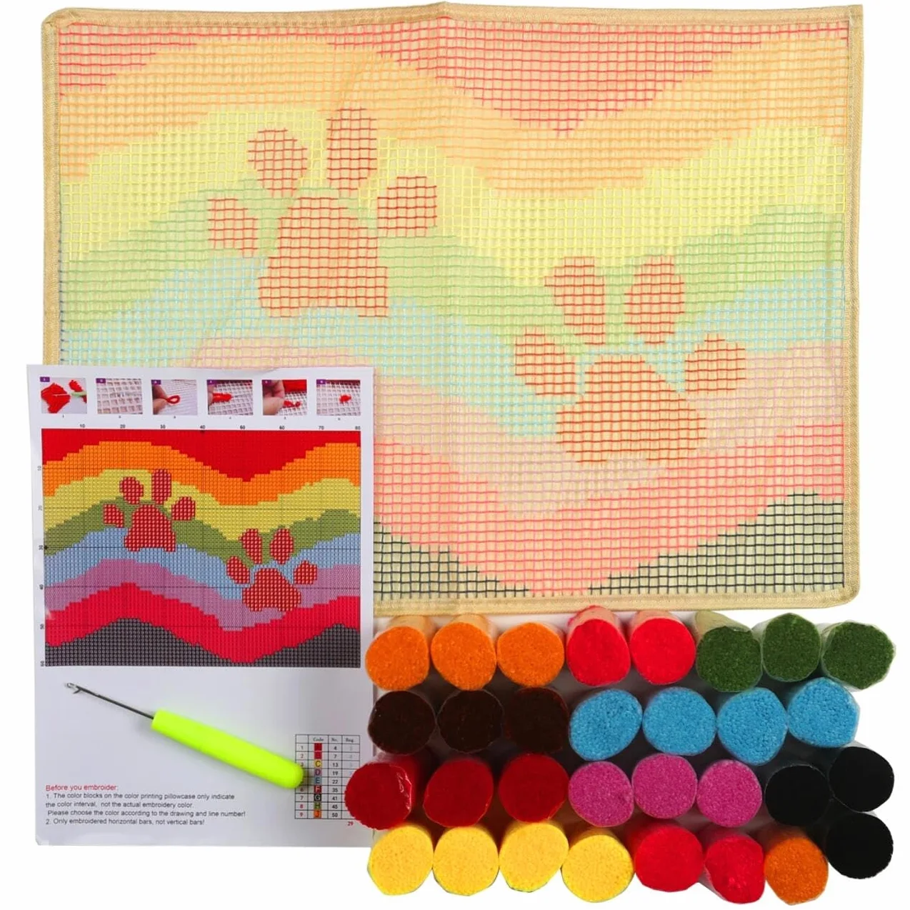 AxiangziK Diy Kit Manualidades Alfombra Chica De Dibujos Animados Kits De Ganchillo Para Hacer Alfombras，Juego De Bordado,Kit De Ganchillo Para Principiantes，Manualidades De Costura Para Deco 21x29in