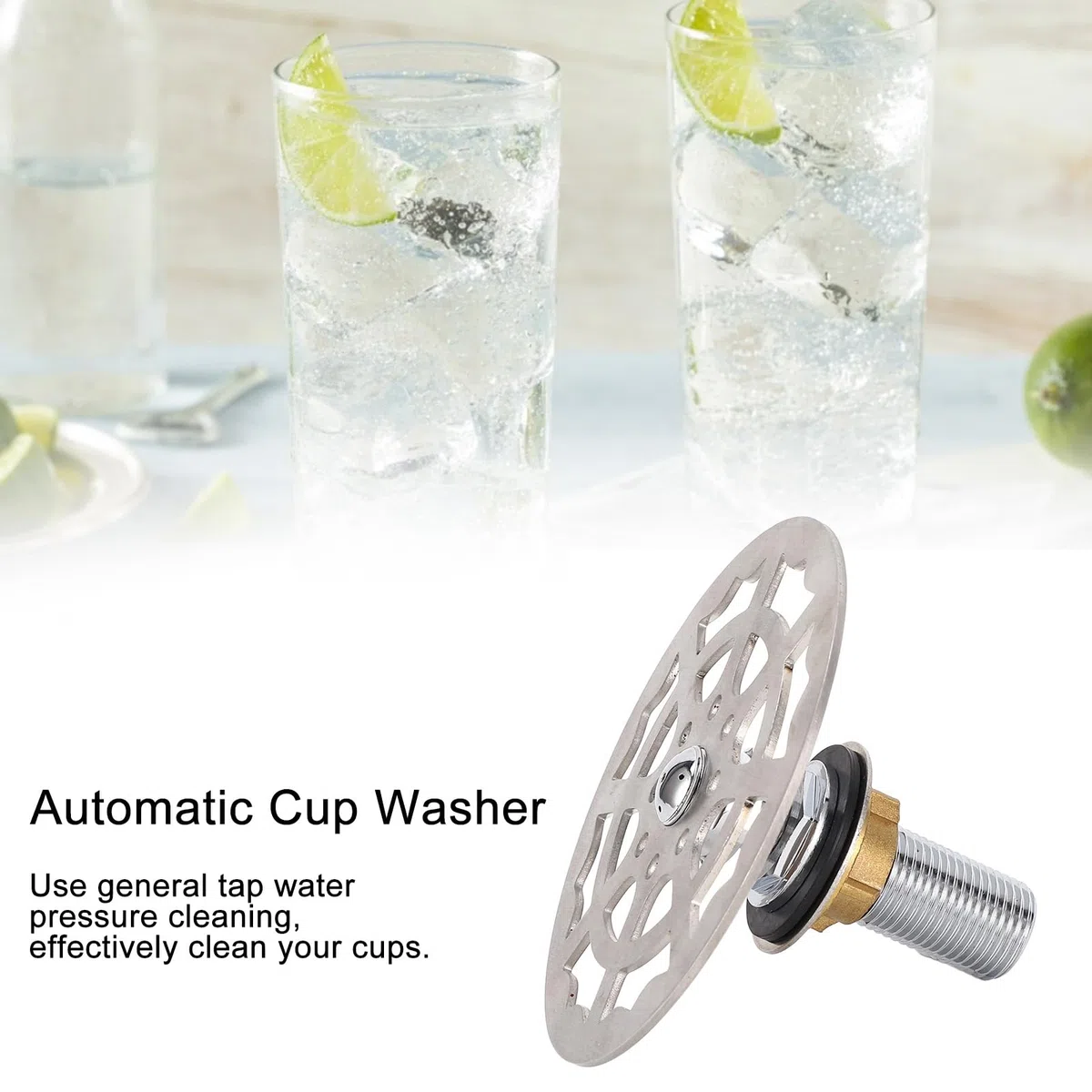 Grifo Limpia Vasos Automático, Grifo Enjuagador de Vasos De Bar Boquilla Enjuagadora de Vasos de Acero Inoxidable Lavavasos Automático Accesorio Enjuagavasos para Hogar, Cafetería