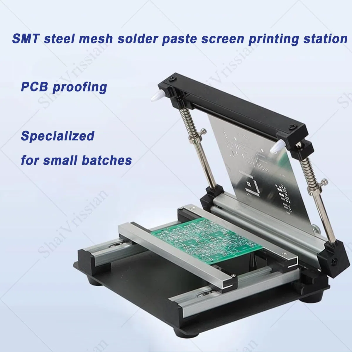 Impresora de pasta de soldadura de malla de acero, impresión de precisión para producción de lotes pequeños, mesa de pasta de soldadura manual de 20 x 20 pulgadas
