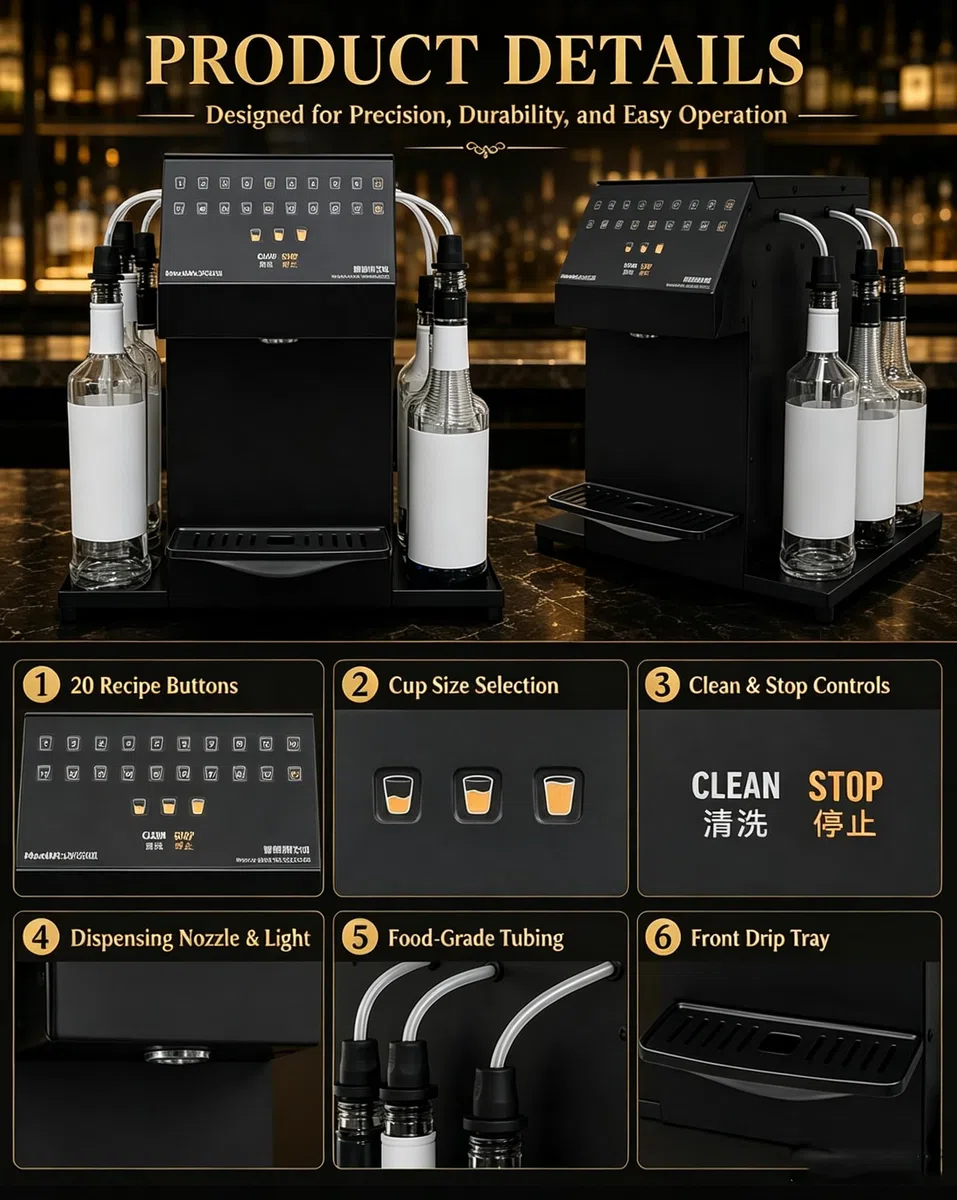 Máquina automática para Preparar cócteles, Mezclador de Bebidas Comercial, para Bebidas de Calidad Profesional sin Necesidad de Habilidades Especiales, para hoteles y Estaciones de Buffet.