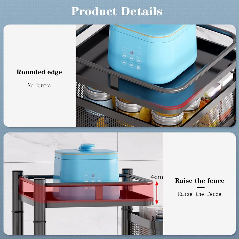 Estantería de almacenamiento giratoria para cocina, 3/4/5 niveles, cestas de almacenamiento para frutas y verduras, cesta extraíble, estantería de cocina multicapa con ruedas giratorias de