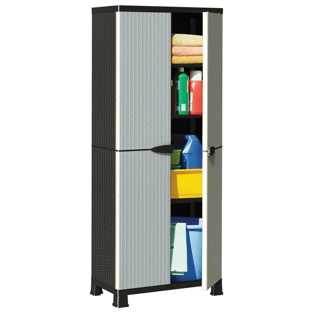 vidaXL Armario Estante Almacenaje Bastidor Servicio Herramienta Organizador Hogar Jardín Patio Oficina Garaje Plástico Diseño de Ratán 68x39x171,5 cm