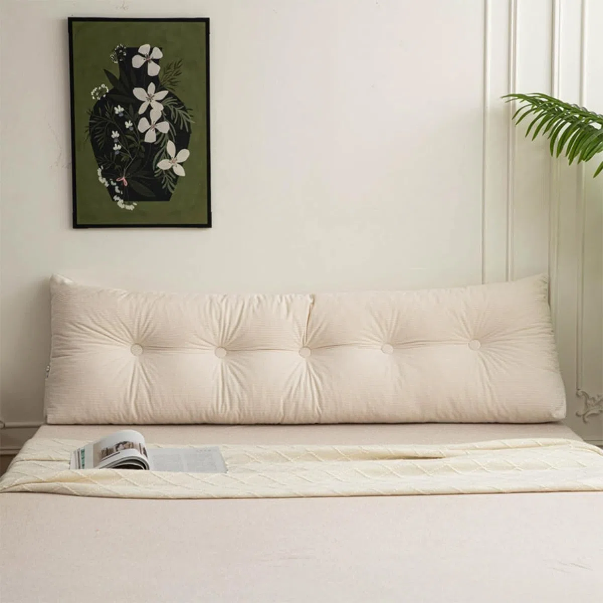 Almohada triangular de cuña para cama y sofá, cojín de apoyo lumbar con funda extraíble (blanco, 100 x 40 x 12 cm), ideal para mayor comodidad y apoyo postural