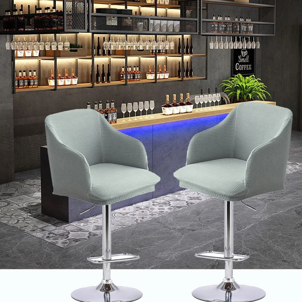 Juego de 4 fundas protectoras modernas para taburetes de bar giratorios, con respaldo y brazos, diseño curvo, para cocina y comedor