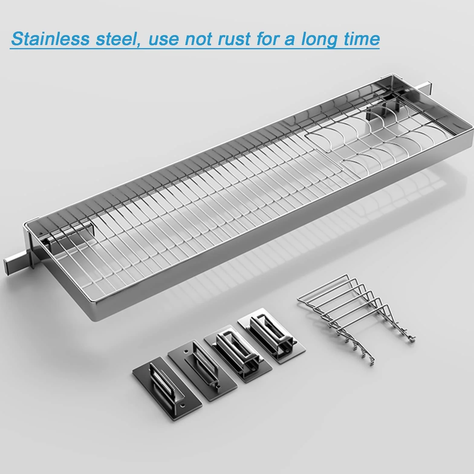 Escurridor de acero inoxidable montado en la pared para fregadero de cocina, ajustable, 55 cm, 95 cm, ahorro de espacio, 85 cm para un secado y nización eficientes