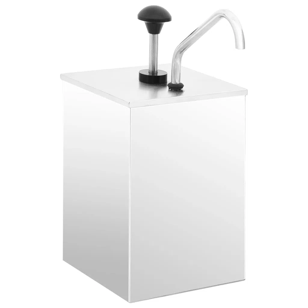 Dispensador de salsa de acero inoxidable 3,5 L con bomba y boquilla antigoteo, accesorio para salsa de tomate, mayonesa, aderezo, mostaza, aceite y vinagre, dosificador gastro con tapa y