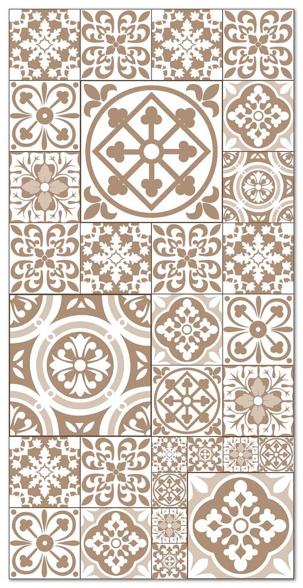 Panorama Alfombra Vinílica - Modelo Hidráulica Talavera Marrón 300x200 cm - Varios tamaños - Decoración Hogar, Cocina, Salón