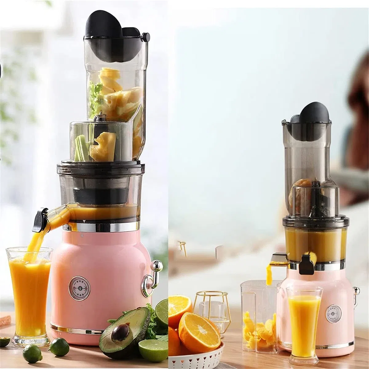 Máquina exprimidora, exprimidor lento de ranura ancha para exprimidor nutritivo de frutas y verduras, exprimidor de prensa en frío en espiral sin BPA, exprimidor masticable para verdu