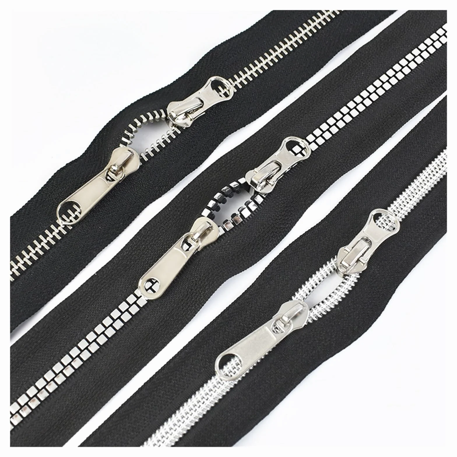 Tirones para deslizamientos de cremallera de metal Cremallera metálica de resina de nailon for chaqueta, vestido, equipaje, Kit de reparación de cabezal de cremallera metálica(KY378Silver,SLIDERFORMET