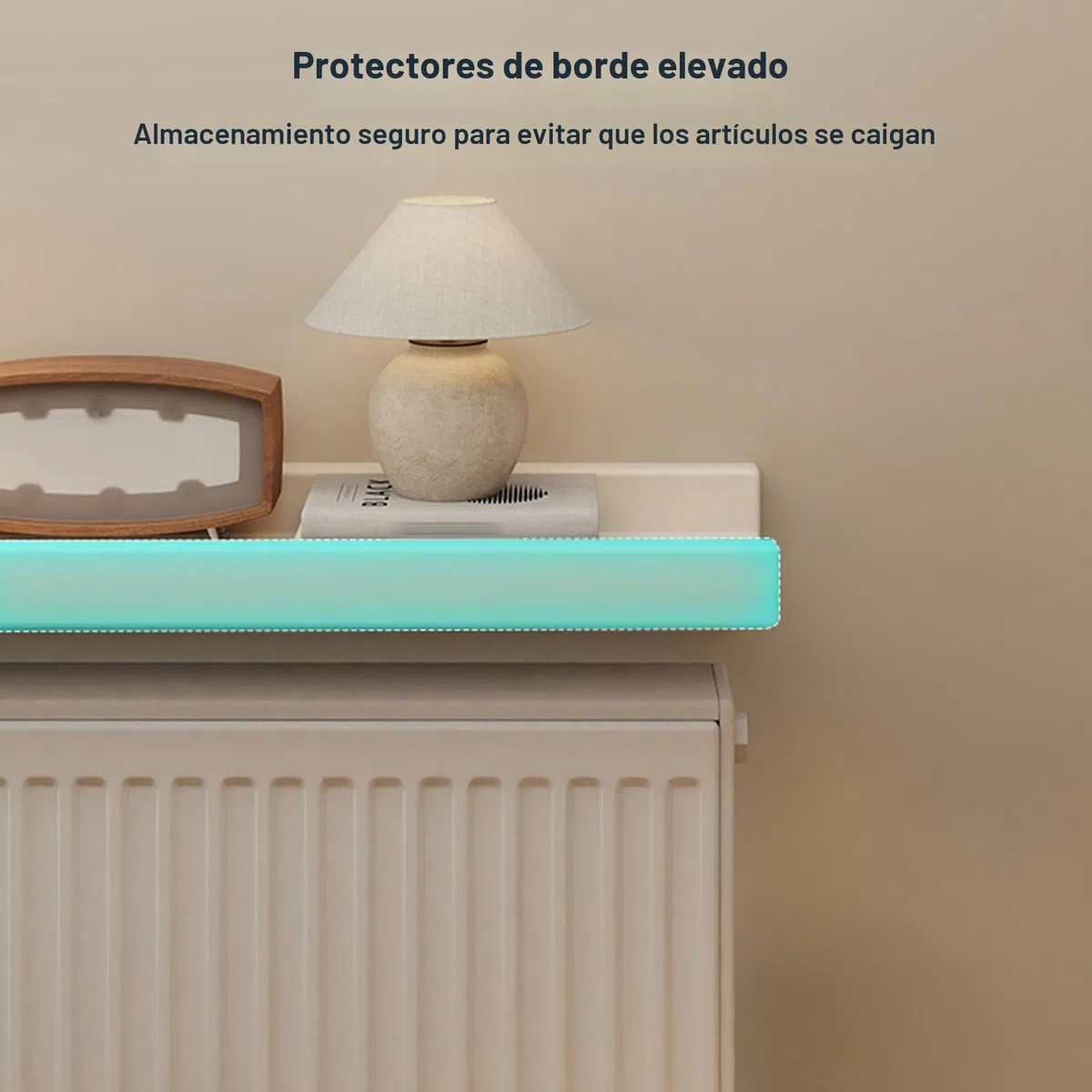 Balda Radiador de Pared de MDF, Cubreradiador, Baldas Flotantes Pared, Bordes Elevados para Evitar Caídas, para El Hogar, Sala de Estar, Dormitorio, Capacidad de Carga 25 Kg(White,90*12cm/35*5in)