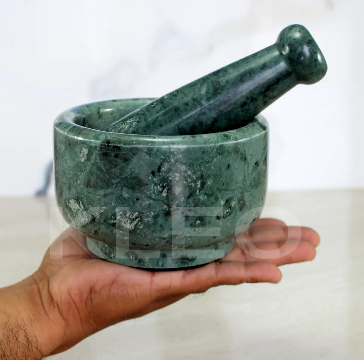 Juego de mortero y maja KLEO de 5" in – Molinillo de hierbas, machacador de guacamole, no poroso, resistente a olores – Triturador de ajos, molinillo de semillas, utensilios de cocina