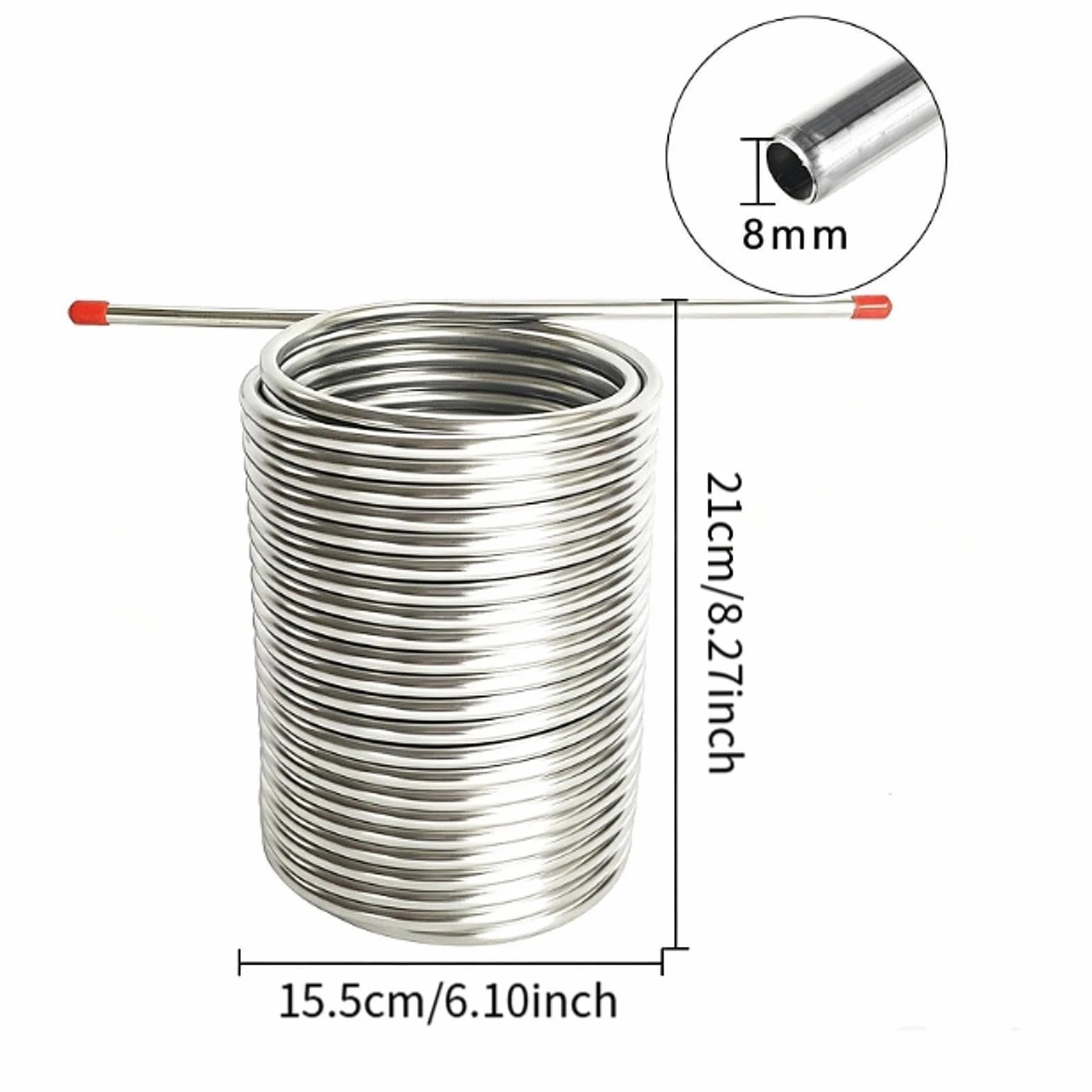 de Mosto Bobina Tubo Acero Inoxidable 304 Alimentario Interior Liso Limpieza Rápida Adecuado para Cervecería Casera Fiestas, Sin Conector, Individual