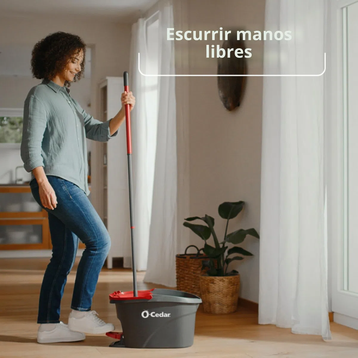 O-Cedar, Rojo, Gris, fregona giratoria con 4 recambios adicionales