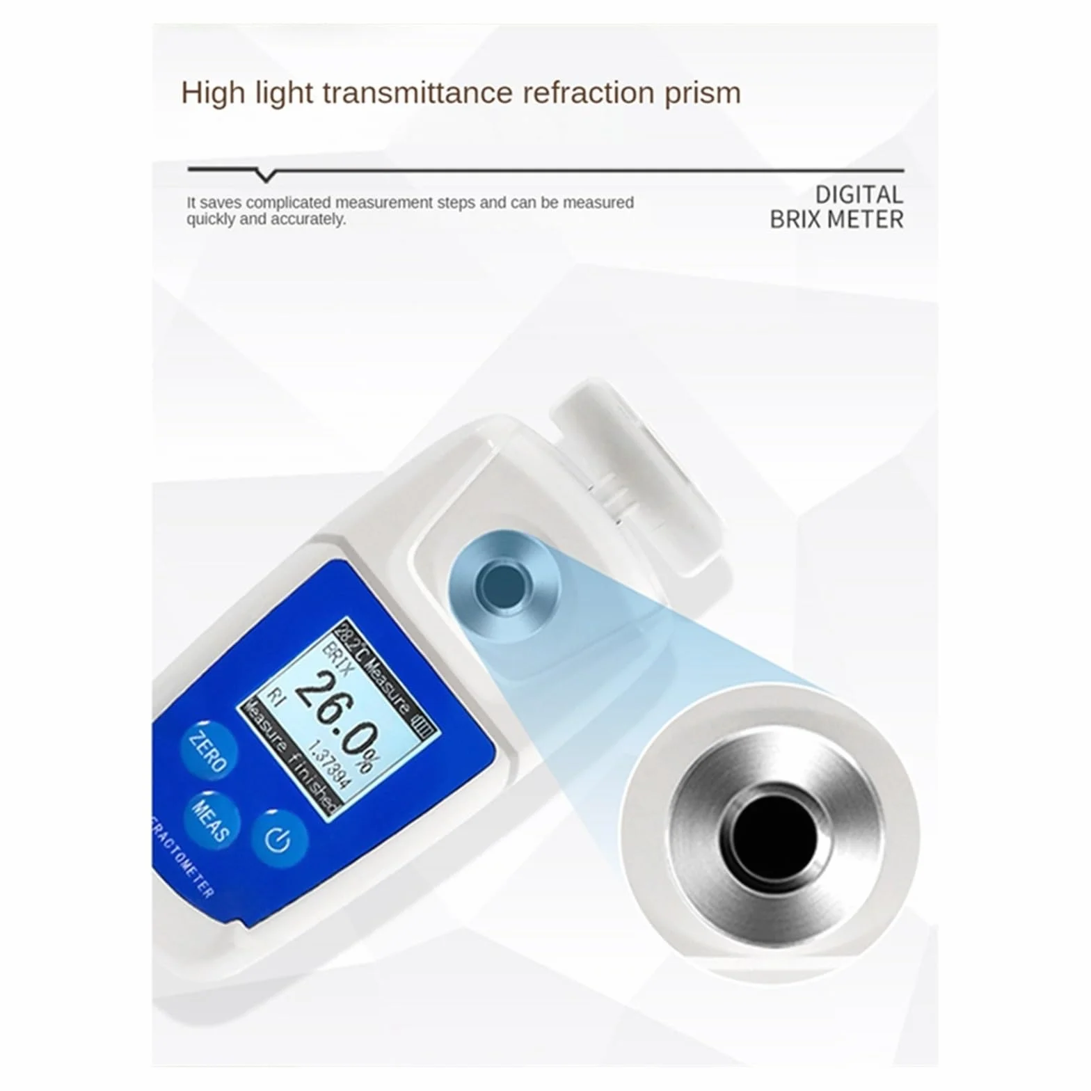 Medidor de Brix de azúcar 0-55% Digital Meter Tester Refractómetro profesional con batería Jugo de frutas Bebidas Medidor de azúcar Alta concentración Fácil de limpiar y almacenar
