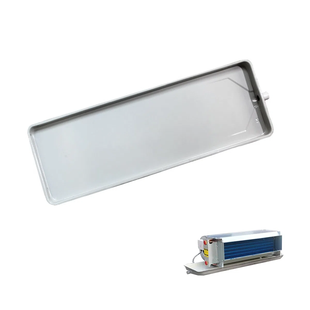Bandeja de drenaje y bandeja de goteo con tubo para sistemas de aire acondicionado, resistente y resistente a la corrosión, ideal para HVAC y gestión del agua
