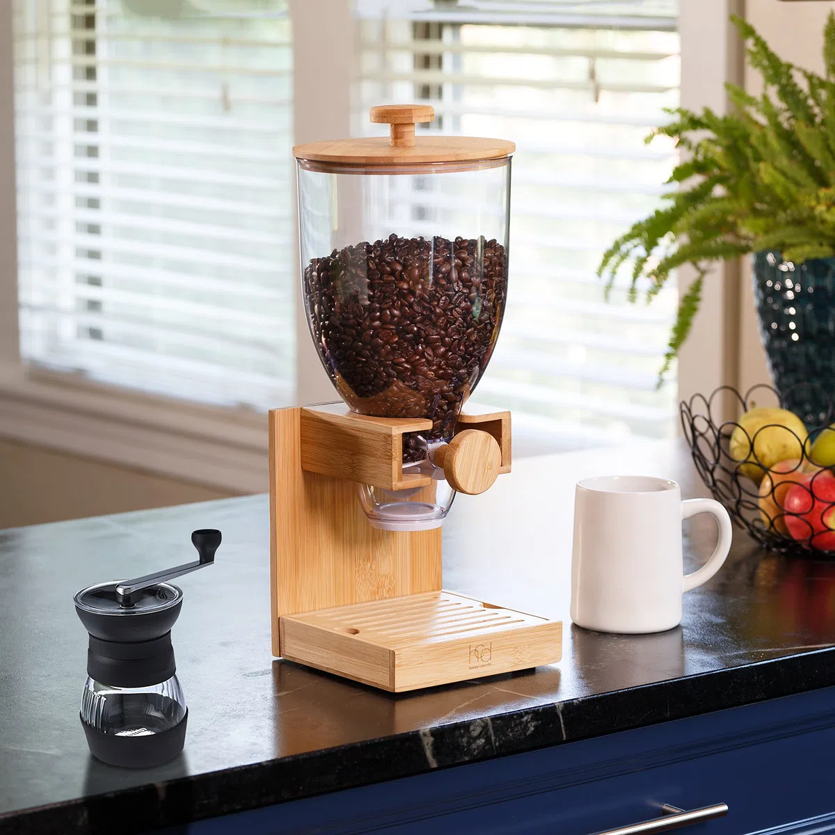Dispensador de Cereales de Bambú Honey-Can-Do, Contenedor de Almacenamiento de Alimentos para Despensa, Encimera de Cocina, Organización y Almacenamiento KCH-09867 Natural